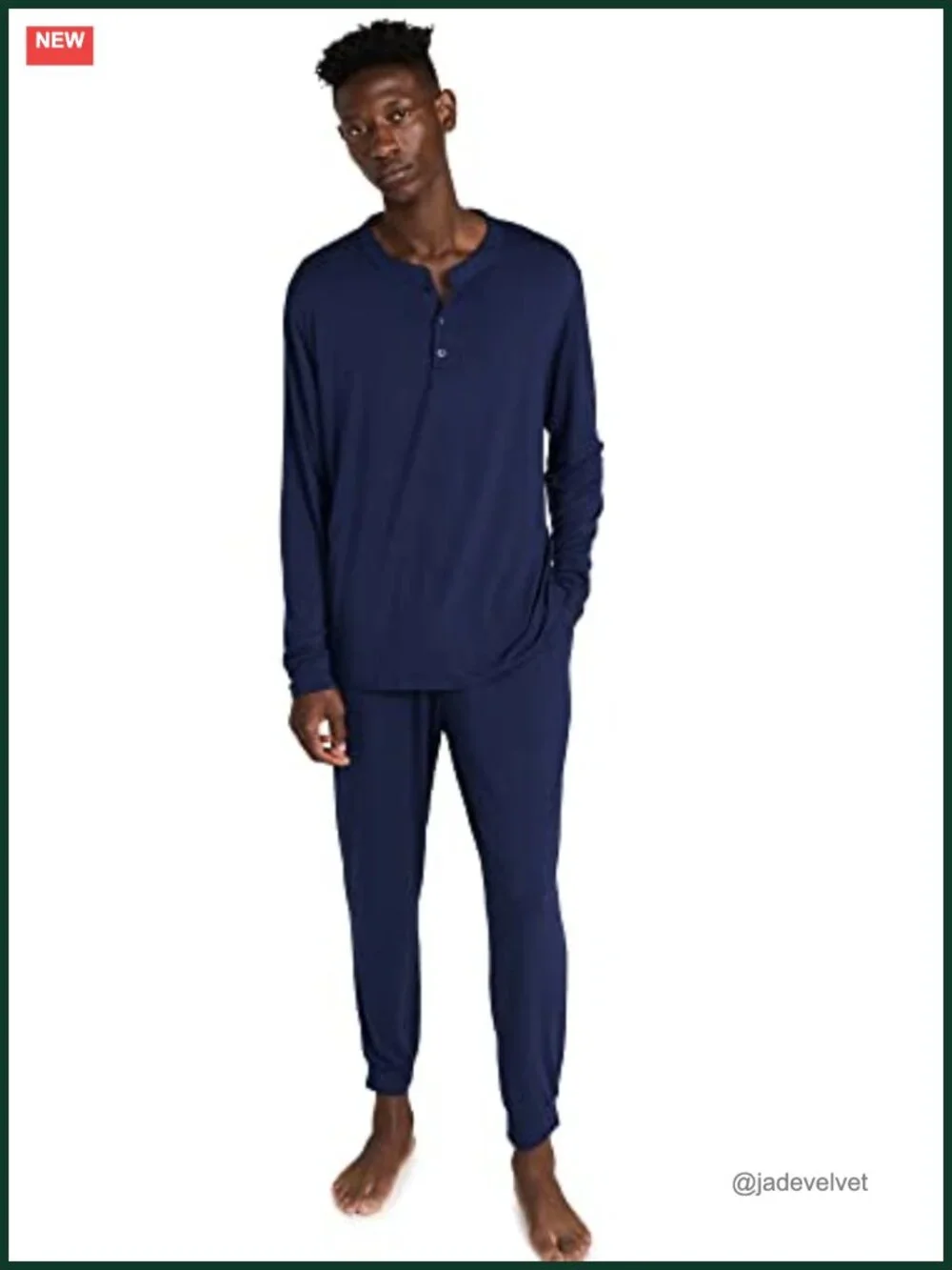 Men's Henley Pajama Set with Pockets